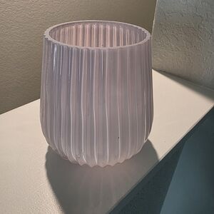 Pink Pleated Glass Accent Vase